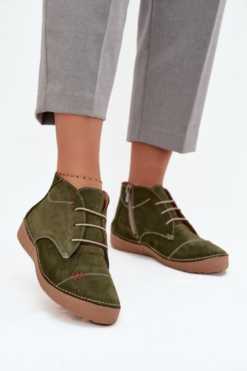 Piel zapatos FemeninoPrzeszyciami Al castillo Artiker 57C2119 color verde 2