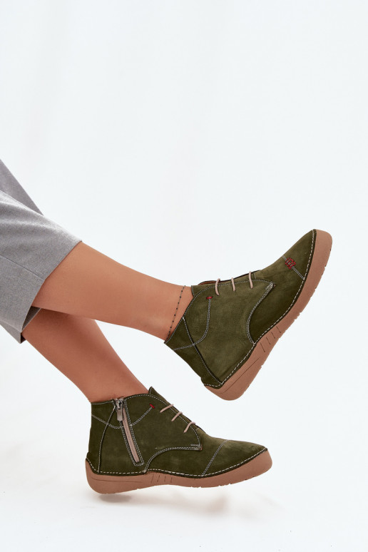 Piel zapatos FemeninoPrzeszyciami Al castillo Artiker 57C2119 color verde