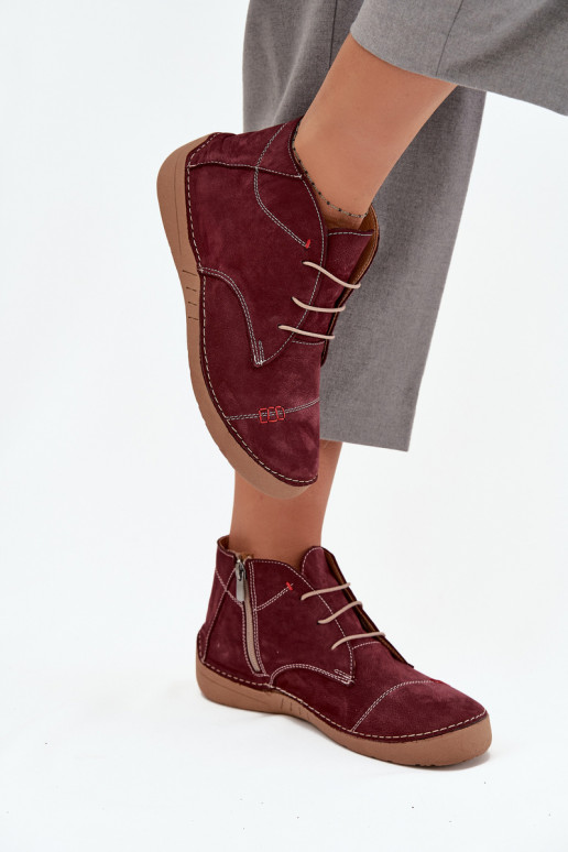 Piel zapatos FemeninoPrzeszyciami Al castillo Artiker 57C2116 borgoña