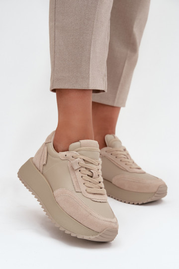 Piel Zapatillas modelo zapatos. Femenino con una plataforma Artiker 55C0021 beige 2