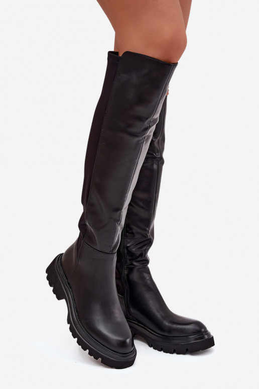 Botas largas de mujer de eco piel, color negro, Sylvina Botas largas de mujer de eco piel, color negro, Sylvina