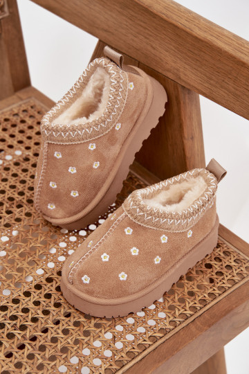 Botas de nieve Infantilcon motivos floralesuszkami calentamiento con pelo dentro beige Palina