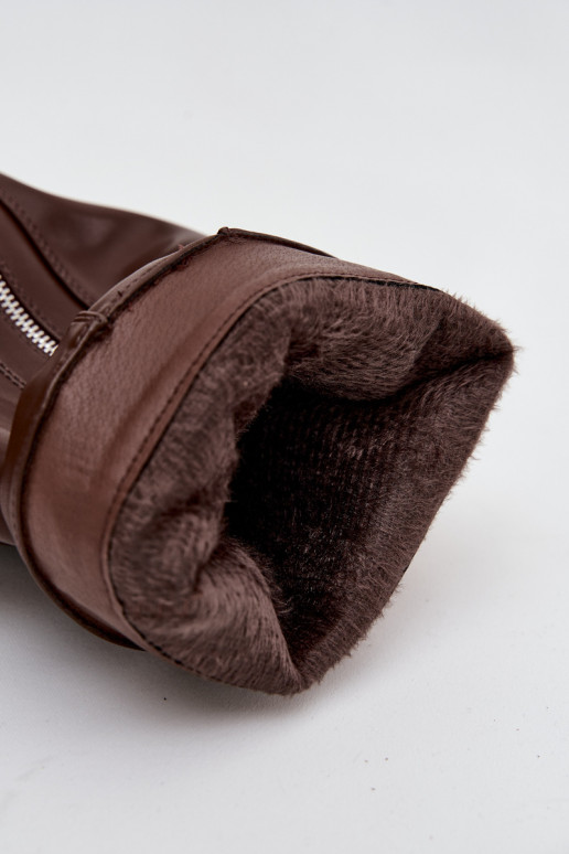 botas de mujerENyAiniętą CholeAką con hebillas I color platam Zamkiem calentamiento color marrón Bressa