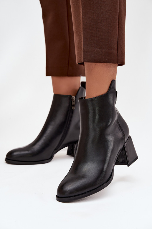 Botas de mujer de piel natural. con tacones calentamiento de color negro Nolivra