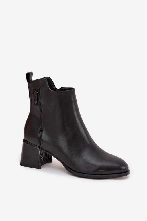 Botas de mujer de piel natural. con tacones calentamiento de color negro Nolivra