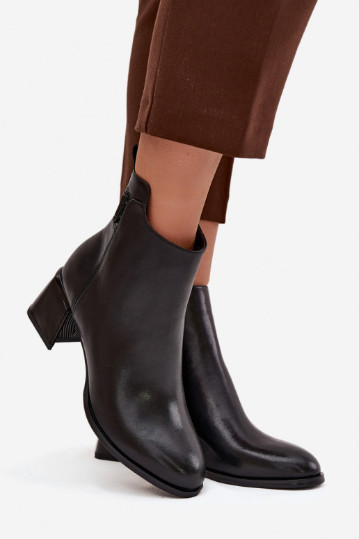 Botas de mujer de piel natural. con tacones calentamiento de color negro Nolivra