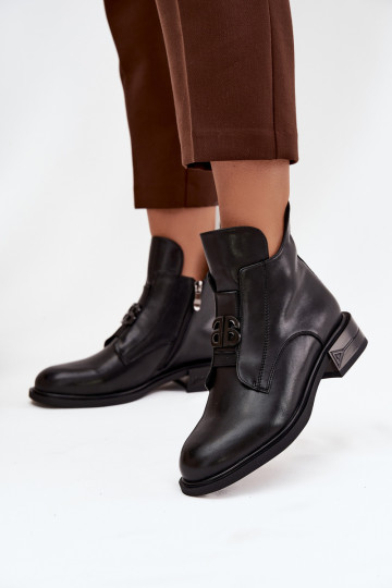calentamiento Piel Botas de mujer Con decoraciones Detalem de color negro Briselda 2
