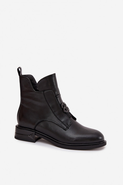 calentamiento Piel Botas de mujer Con decoraciones Detalem de color negro Briselda calentamiento Piel Botas de mujer Con decoraciones Detalem de color negro Briselda
