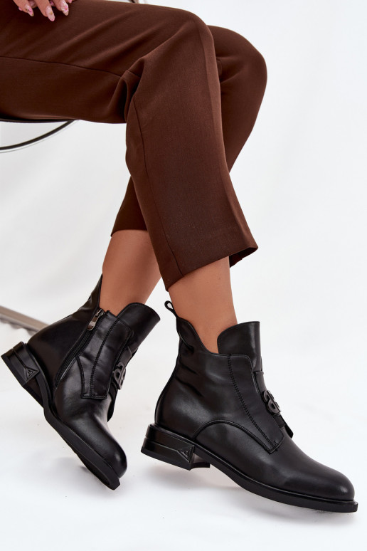 calentamiento Piel Botas de mujer Con decoraciones Detalem de color negro Briselda calentamiento Piel Botas de mujer Con decoraciones Detalem de color negro Briselda