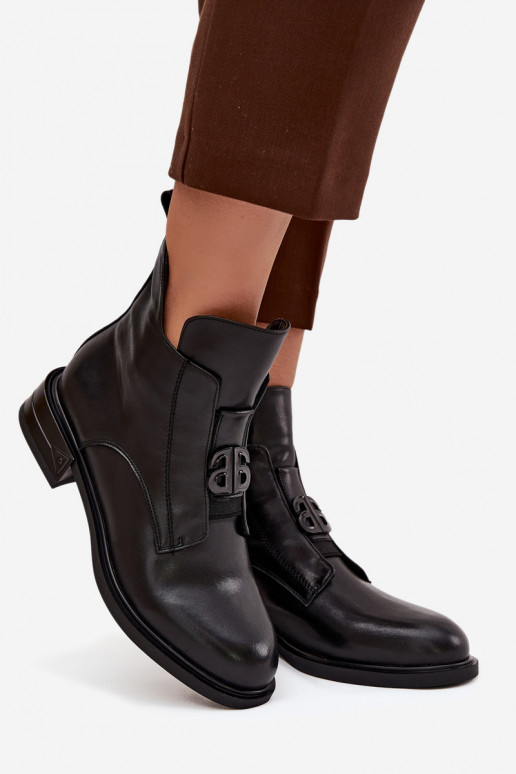 calentamiento Piel Botas de mujer Con decoraciones Detalem de color negro Briselda calentamiento Piel Botas de mujer Con decoraciones Detalem de color negro Briselda