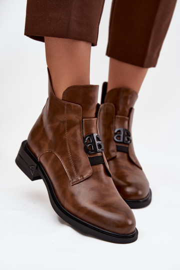 calentamiento Piel Botas de mujer Con decoraciones Detalem color marrón Briselda