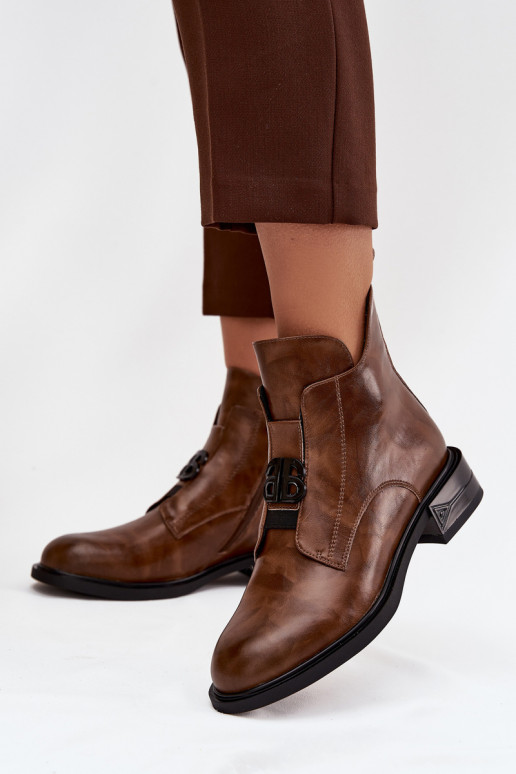 calentamiento Piel Botas de mujer Con decoraciones Detalem color marrón Briselda