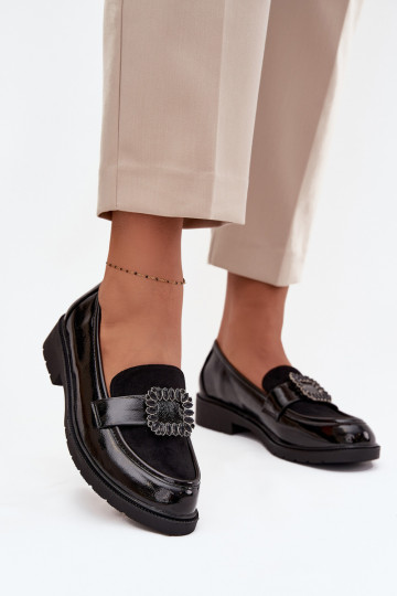 Mocasines lacados Femenino para decorar con hebillas S.Barski HY52-546 de color negro 2