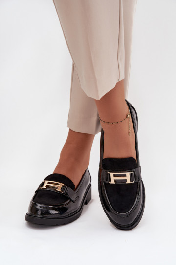 Mocasines lacados Femenino Ze color doradom Detalem S.Barski HY52-545 de color negro 2