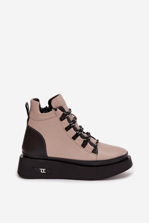 Piel Botas de mujer con una plataforma calentamiento Artiker 55C0884 beige Piel Botas de mujer con una plataforma calentamiento Artiker 55C0884 beige