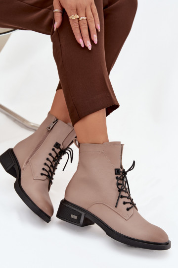 Botas de mujerActivadoturalnej Skóry En un tacón bajo calentamiento Vinceza 39955 beige