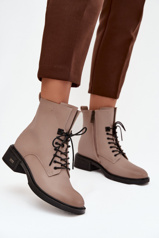Botas de mujerActivadoturalnej Skóry En un tacón bajo calentamiento Vinceza 39955 beige