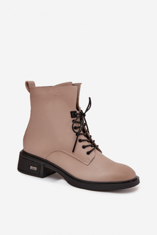 Botas de mujerActivadoturalnej Skóry En un tacón bajo calentamiento Vinceza 39955 beige