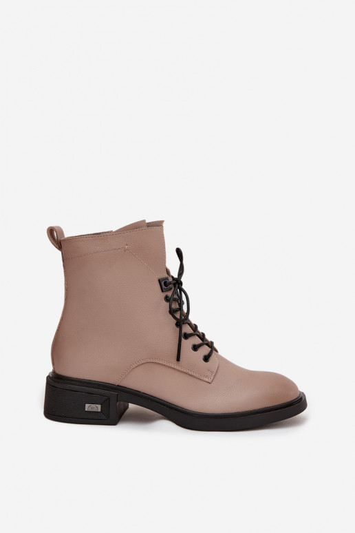 Botas de mujerActivadoturalnej Skóry En un tacón bajo calentamiento Vinceza 39955 beige