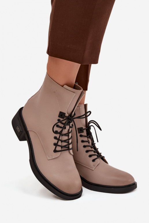 Botas de mujerActivadoturalnej Skóry En un tacón bajo calentamiento Vinceza 39955 beige