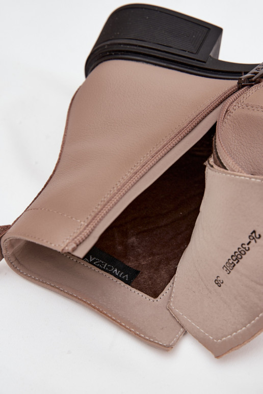 Botas de mujerActivadoturalnej Skóry En un tacón bajo calentamiento Vinceza 39955 beige