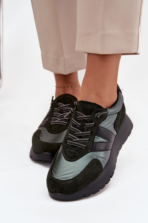 Zapatillas modelo zapatos. Femenino con una plataforma Vinceza 58561 de color caqui