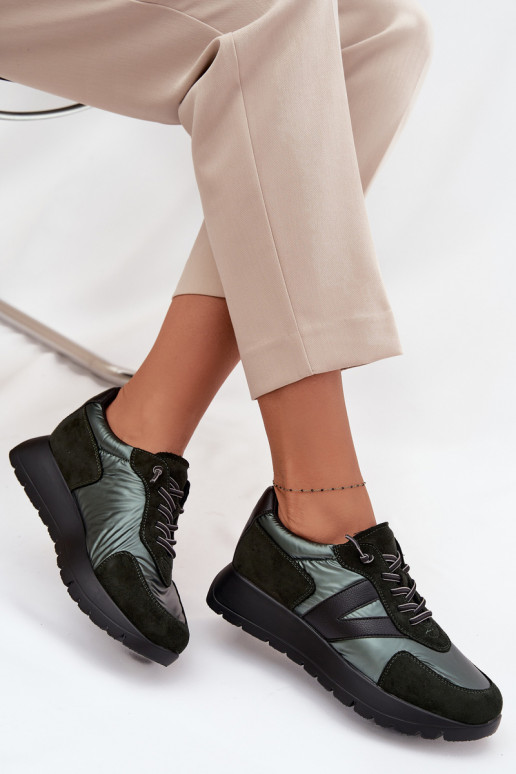 Zapatillas modelo zapatos. Femenino con una plataforma Vinceza 58561 de color caqui