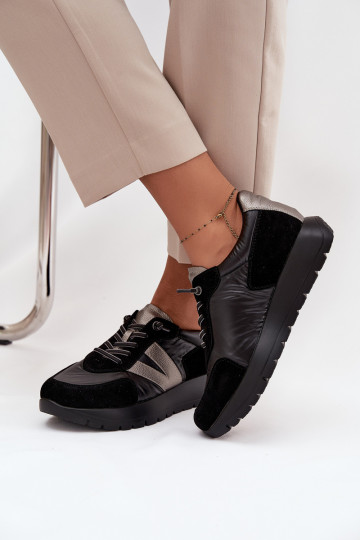 Zapatillas modelo zapatos. Femenino con una plataforma Vinceza 58561 de color negro 2