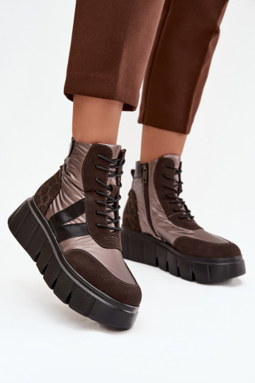 Botas de mujer calentamiento con una plataforma Vinceza 58562 color marrón