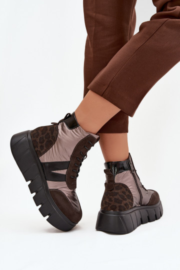 Botas de mujer calentamiento con una plataforma Vinceza 58562 color marrón 2