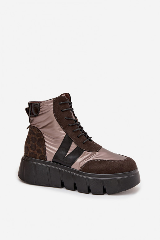 Botas de mujer calentamiento con una plataforma Vinceza 58562 color marrón