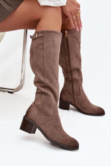 Botas cálidas con tacones con hebillas doradas Vinceza 58589 beige 2