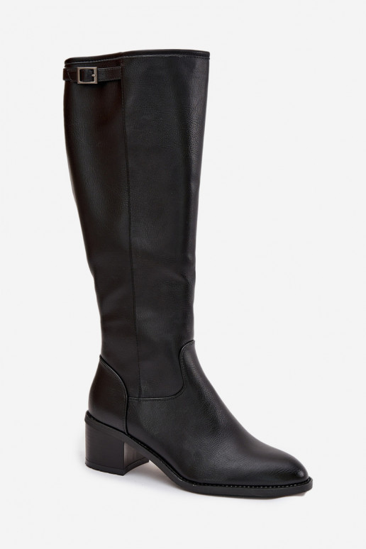 Botas cálidas con tacones con hebillas Vinceza 58589 de color negro