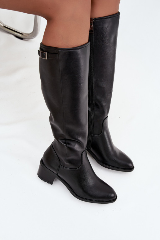 Botas cálidas con tacones con hebillas Vinceza 58589 de color negro