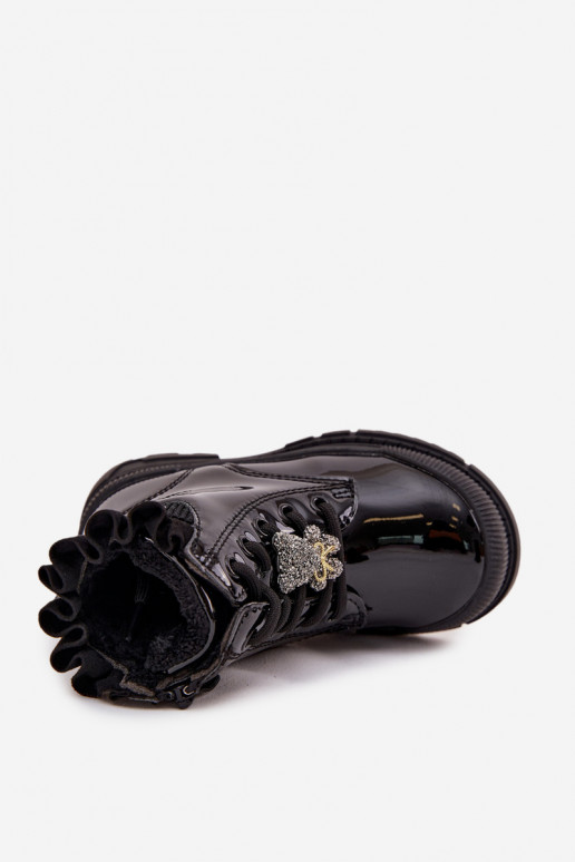 con efecto barniz Botas Infantil calentamientoPrzypinką osos de peluche de color negro Fionessa con efecto barniz Botas Infantil calentamientoPrzypinką osos de peluche de color negro Fionessa