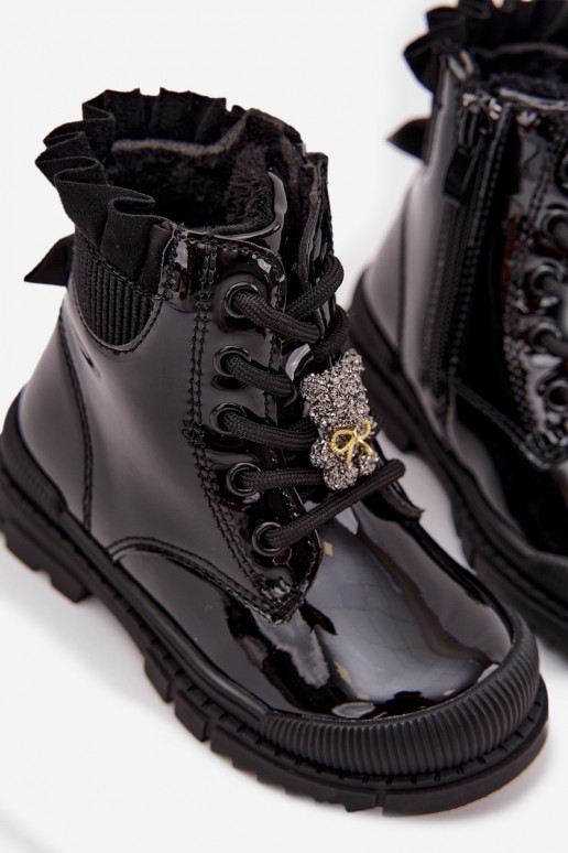 con efecto barniz Botas Infantil calentamientoPrzypinką osos de peluche de color negro Fionessa con efecto barniz Botas Infantil calentamientoPrzypinką osos de peluche de color negro Fionessa