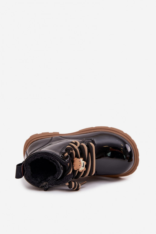 calentamiento Botas Infantil con efecto barnizPrzypinką osos de peluche de color negro Jovellea calentamiento Botas Infantil con efecto barnizPrzypinką osos de peluche de color negro Jovellea