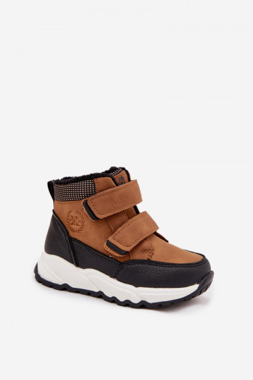 calentamiento Infantil Botas de invierno con sujetadores adhesivos color marrón Nolivine