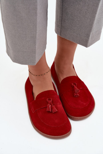 Piel Mocasines de ante Typu Barefoot Zazoo 322 color rojo