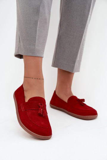 Piel Mocasines de ante Typu Barefoot Zazoo 322 color rojo 2