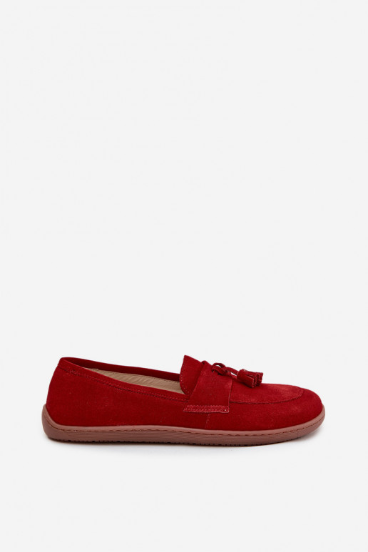Piel Mocasines de ante Typu Barefoot Zazoo 322 color rojo