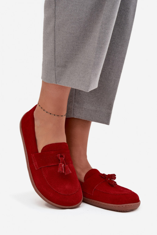 Piel Mocasines de ante Typu Barefoot Zazoo 322 color rojo