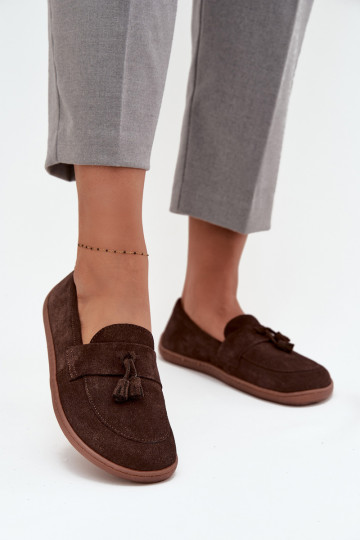 Piel Mocasines de ante Typu Barefoot Zazoo 322 CzekoladoAe