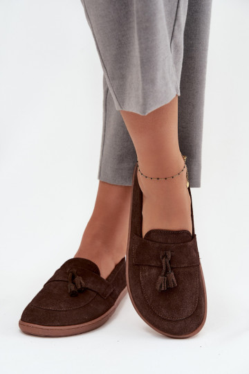 Piel Mocasines de ante Typu Barefoot Zazoo 322 CzekoladoAe 2