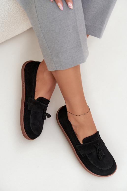 Piel Mocasines de ante Typu Barefoot Zazoo 322 de color negro