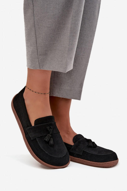 Piel Mocasines de ante Typu Barefoot Zazoo 322 de color negro