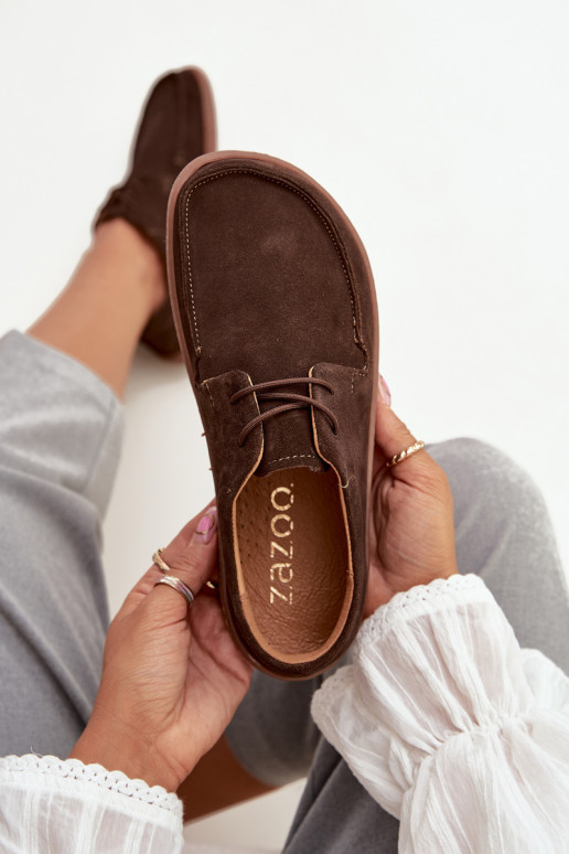 zapatos Femenino Typu BarefootActivadoturalnego de gamuzau Zazoo 327 CzekoladoAe