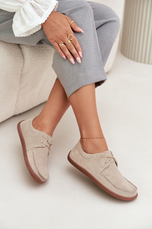 zapatos Femenino Typu BarefootActivadoturalnego de gamuzau Zazoo 327 color marfil