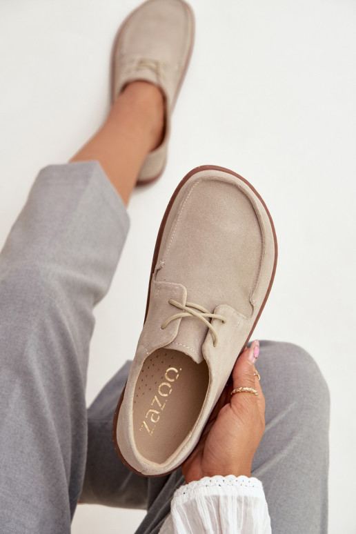 zapatos Femenino Typu BarefootActivadoturalnego de gamuzau Zazoo 327 color marfil