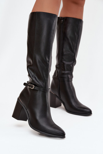 botas largas con estilo calentamiento con tacones con hebillas Sergio Leone KZ25738 de color negro 2